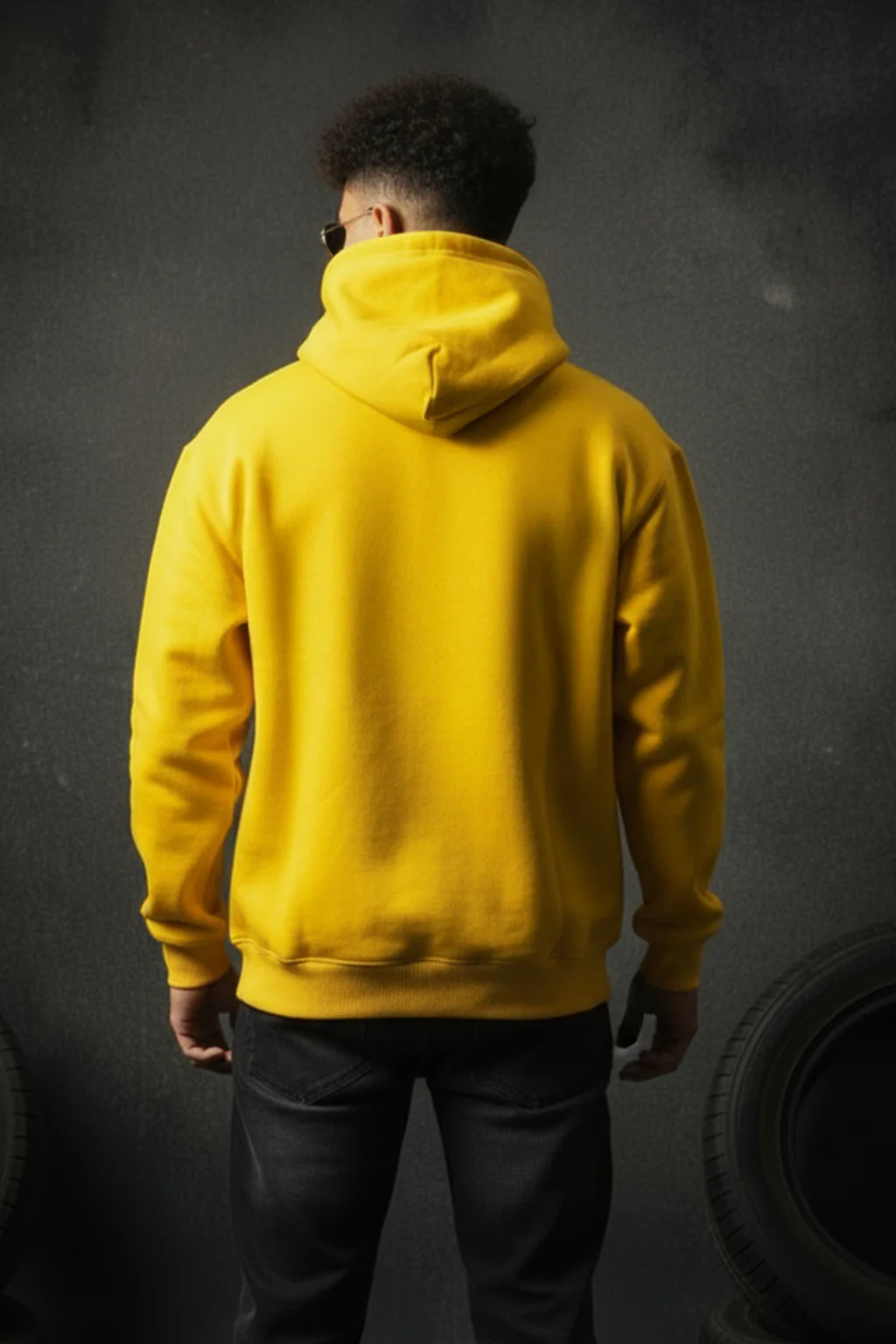 Veirdo Original Mustard Oversized Printed Hoodie With Face Mask - Image 3