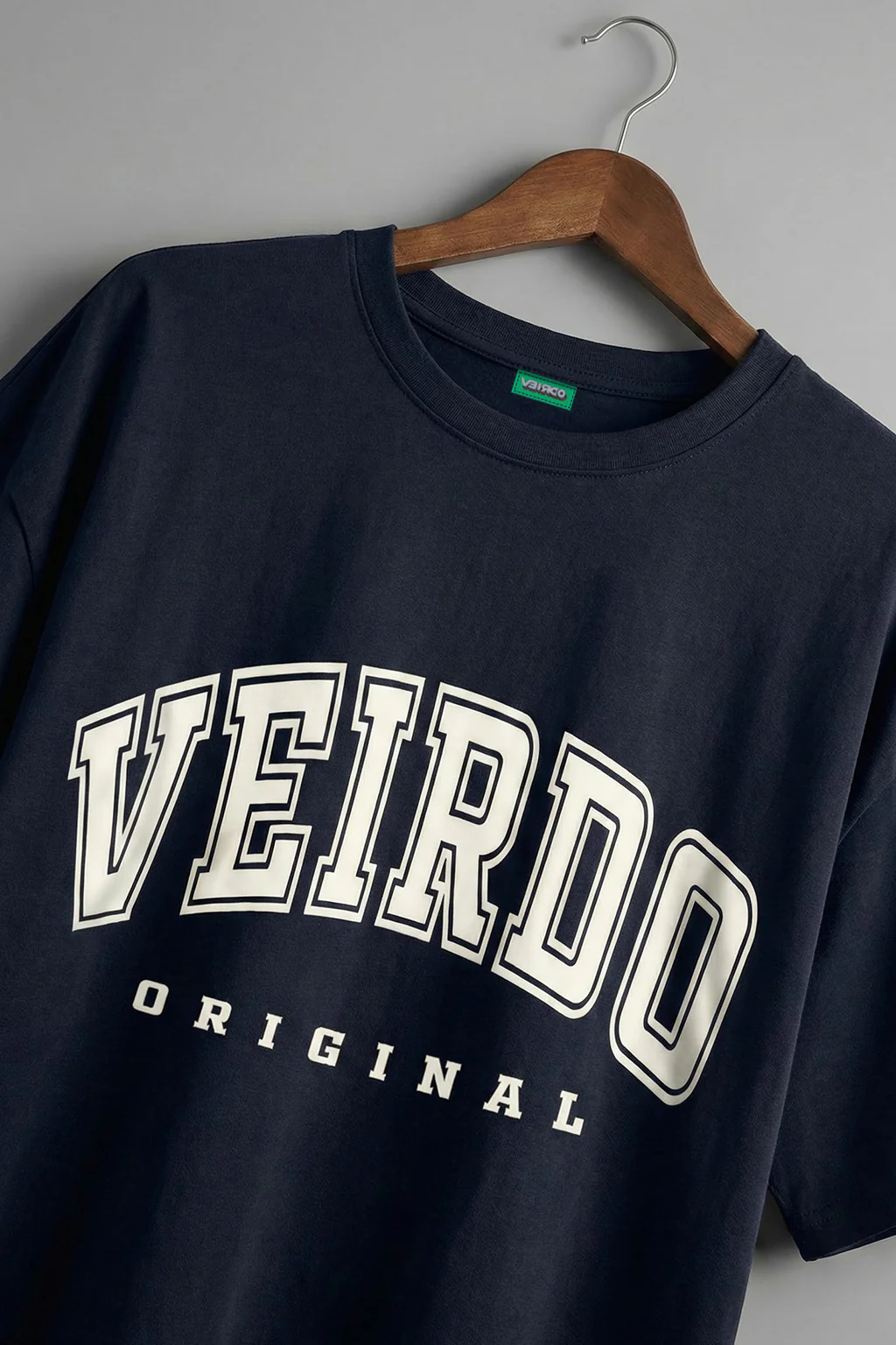 Veirdo Original Navy Typography Printed Plus Size T-shirt - Image 3