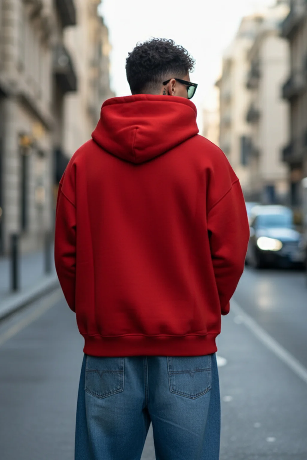 Veirdo Original Red Front Graphic Oversized Printed Hoodie - Image 3
