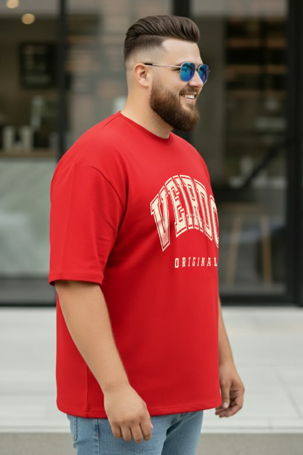 Veirdo Original Red Graphic Printed Plus Size T-shirt - Image 3