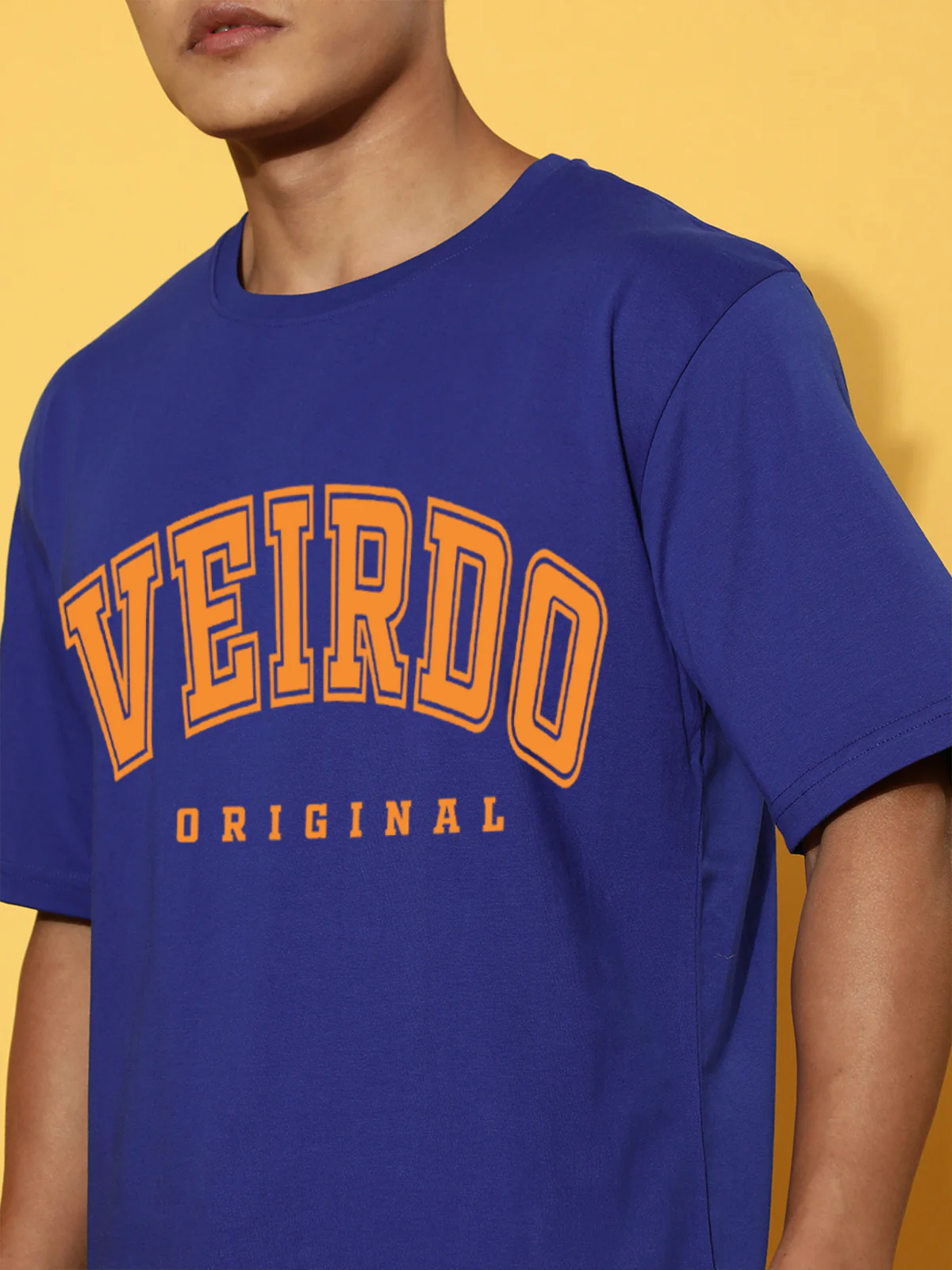 Veirdo Original Royal Blue Oversized Typography Brand Printed  T-shirt - Image 4