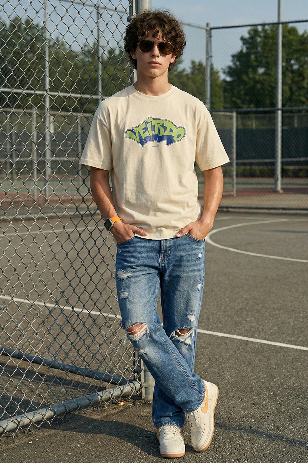 Veirdo Original Swanwhite Oversized Graphic Printed Boys T-shirt - Image 3