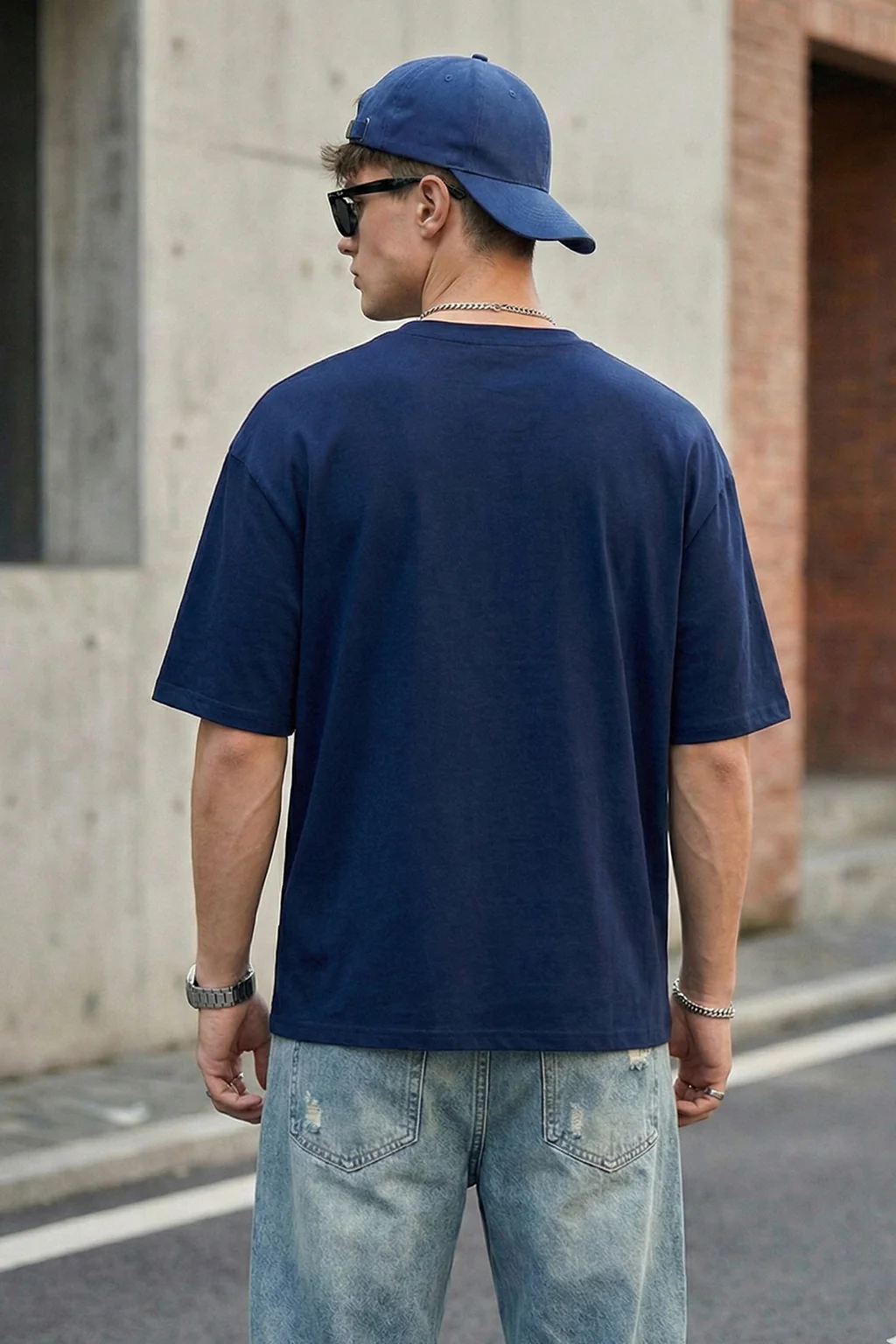 Veirdo Original Navy Oversized Typography Brand Printed T-shirt - Image 3