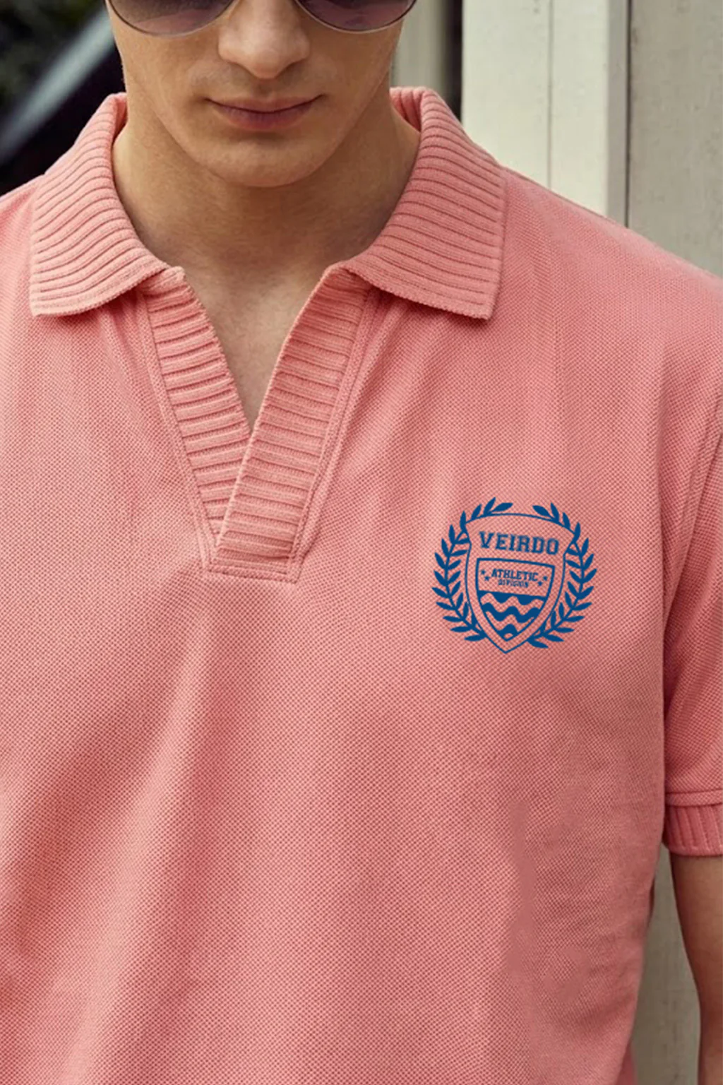 Veirdo Pink Rib Collar Economic Regular Fit Pique Polo - Image 2