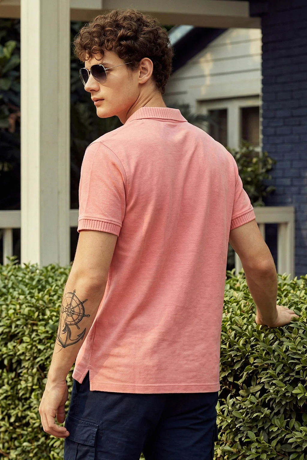 Veirdo Pink Rib Collar Economic Regular Fit Pique Polo - Image 5
