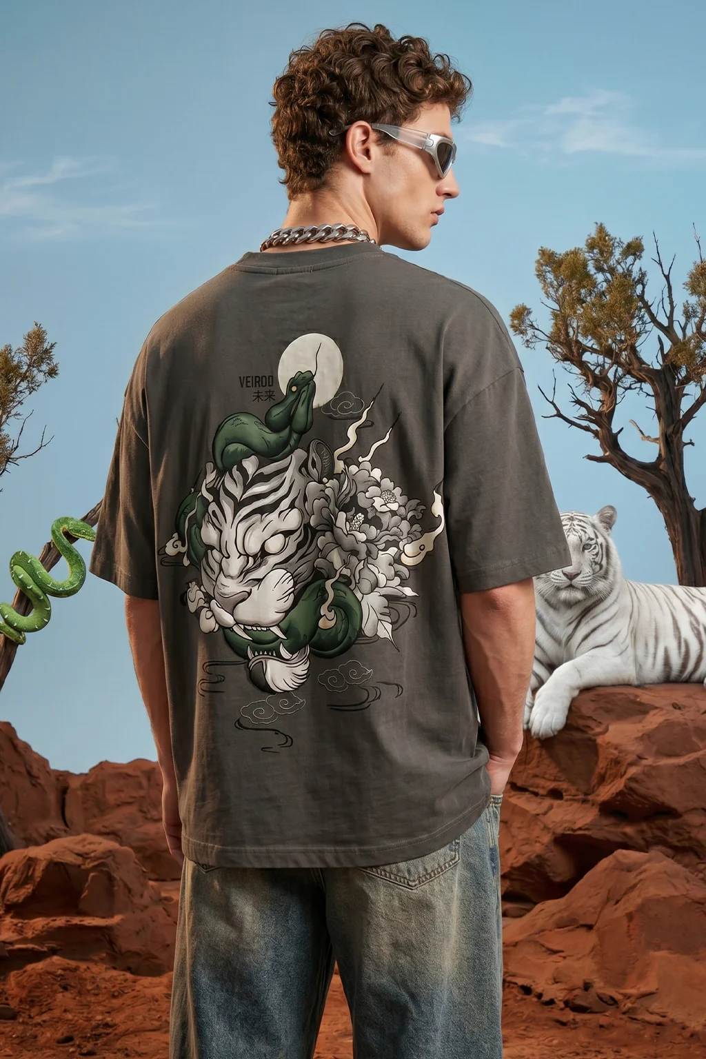 Veirdo Tiger Grey 3D Puff Print Exclusive T-shirt Supreme Edition - Image 3
