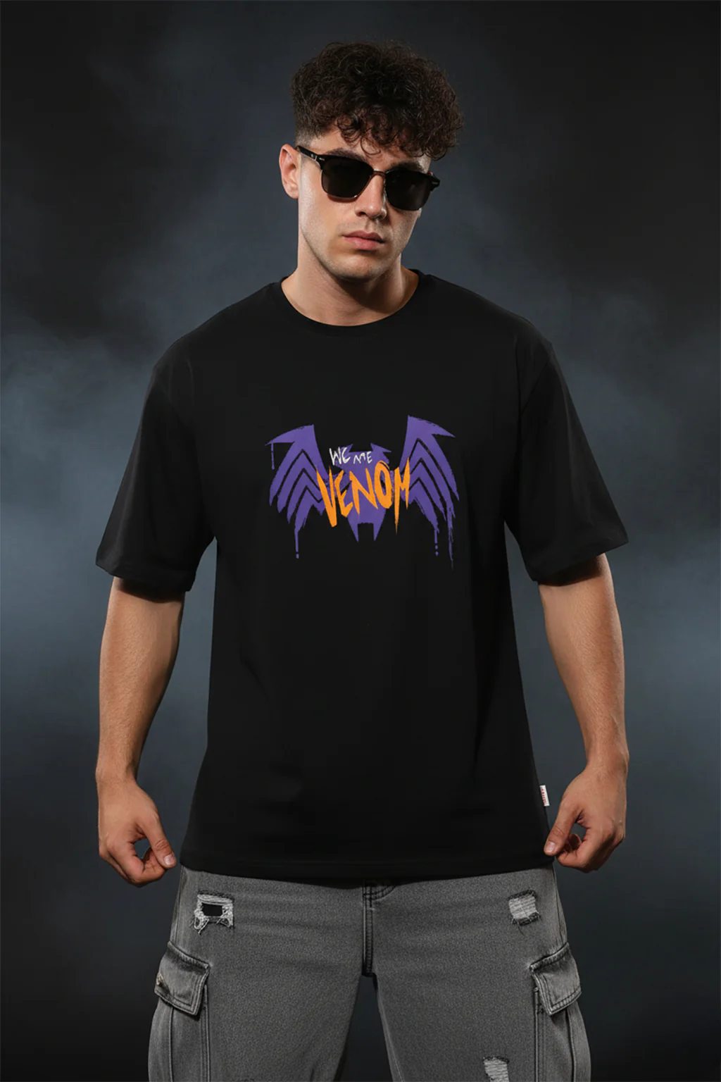 Venom Marvel Black Oversized Graphic Printed T-shirt - Image 3