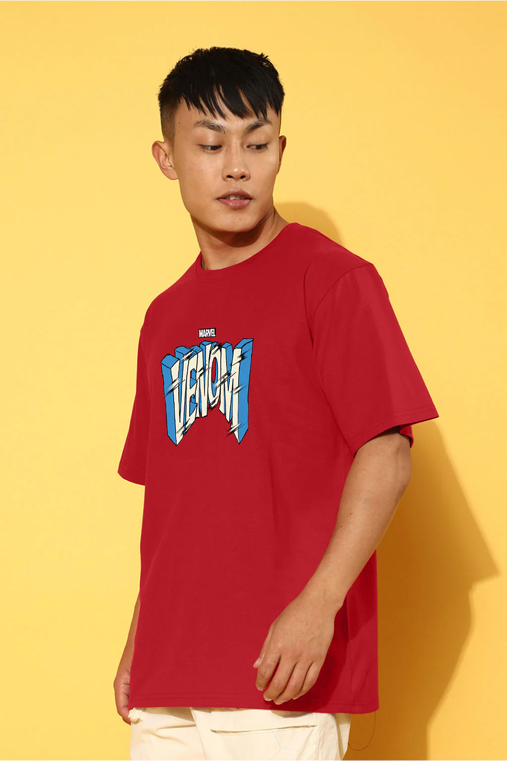 Venom Marvel Red Oversized Graphic Printed T-shirt - Image 5