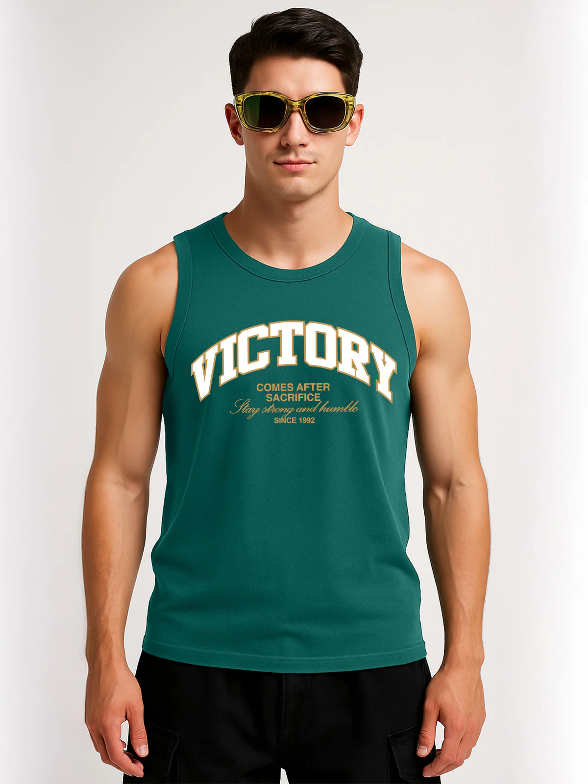 Victory Green Regular Fit Printed Vest
