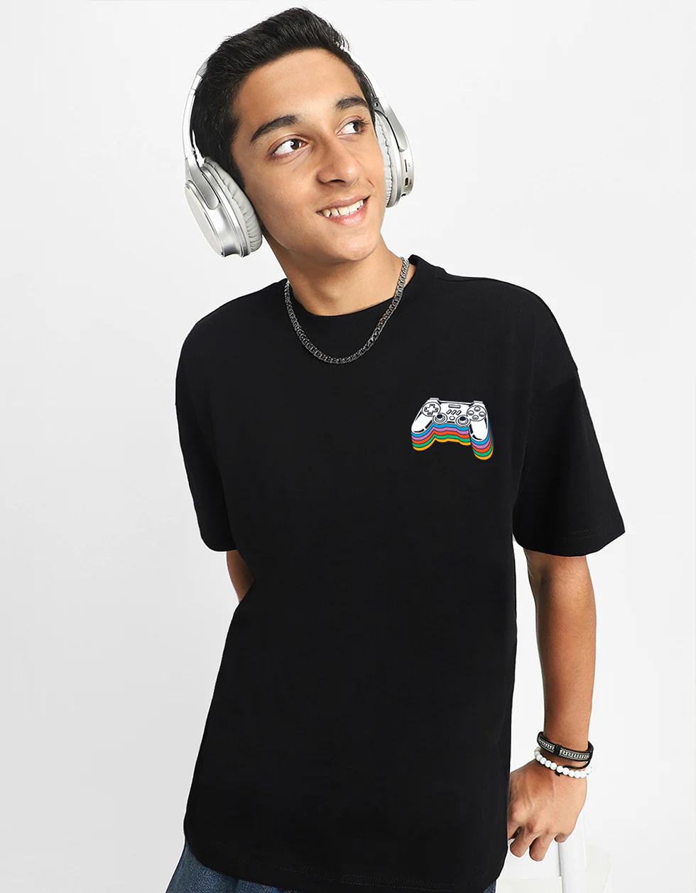 Video Game Black Oversized Graphic Pocket Printed Boys T-shirt - Image 6