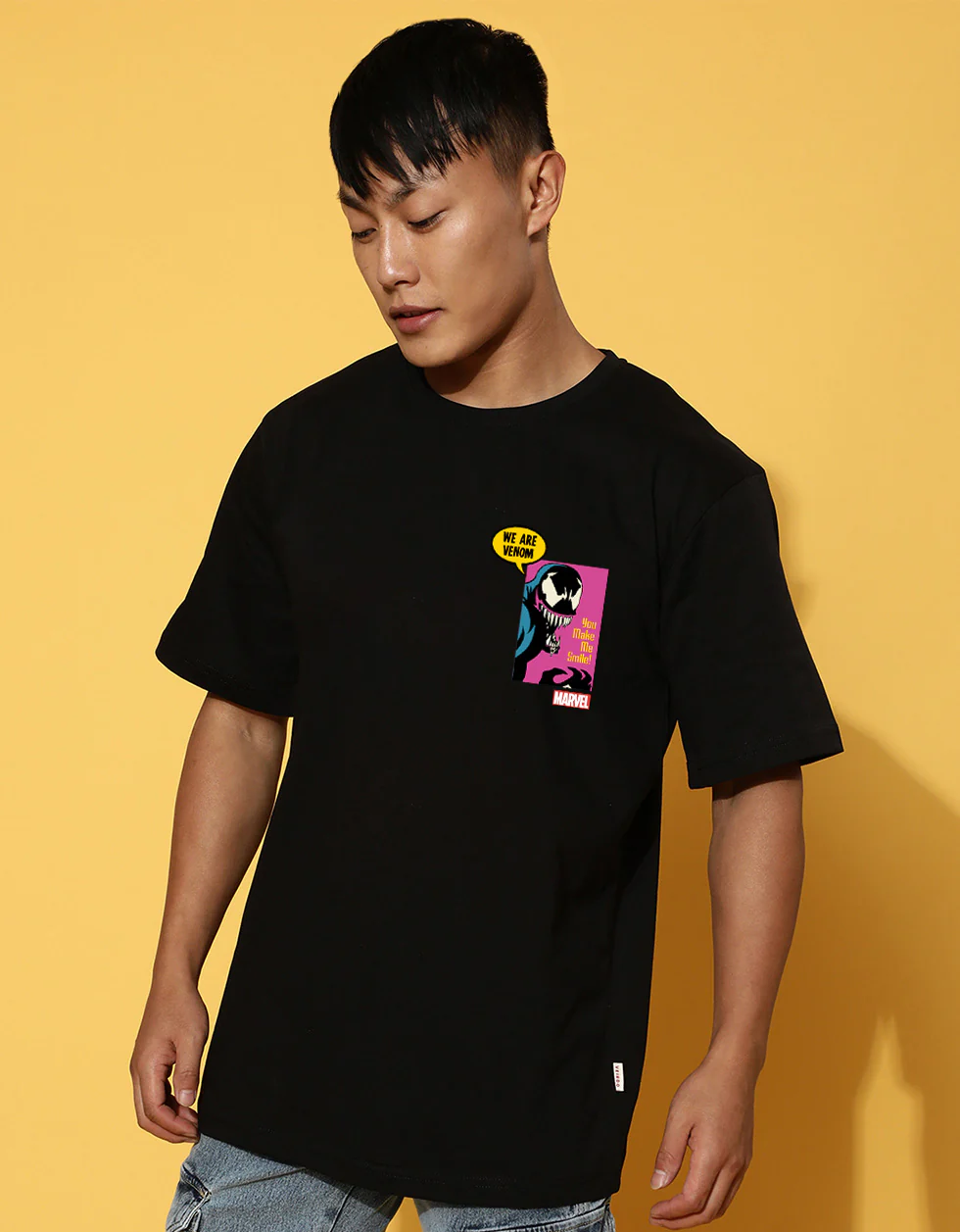 We Are Venom Marvel Black Oversized Graphic Printed T-shirt - Image 2