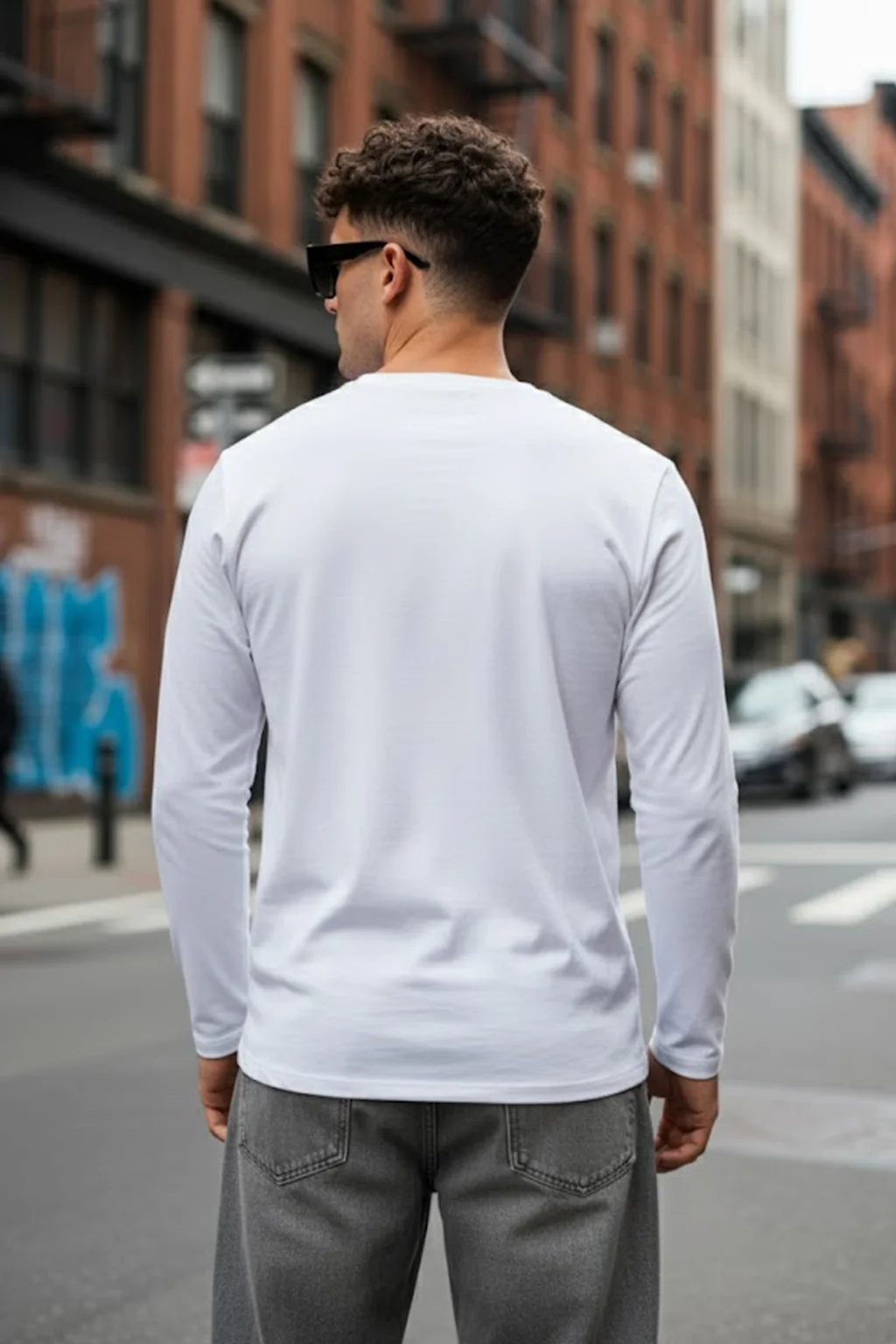 White Plain Full Sleeves Regular Fit T-shirt - Image 3