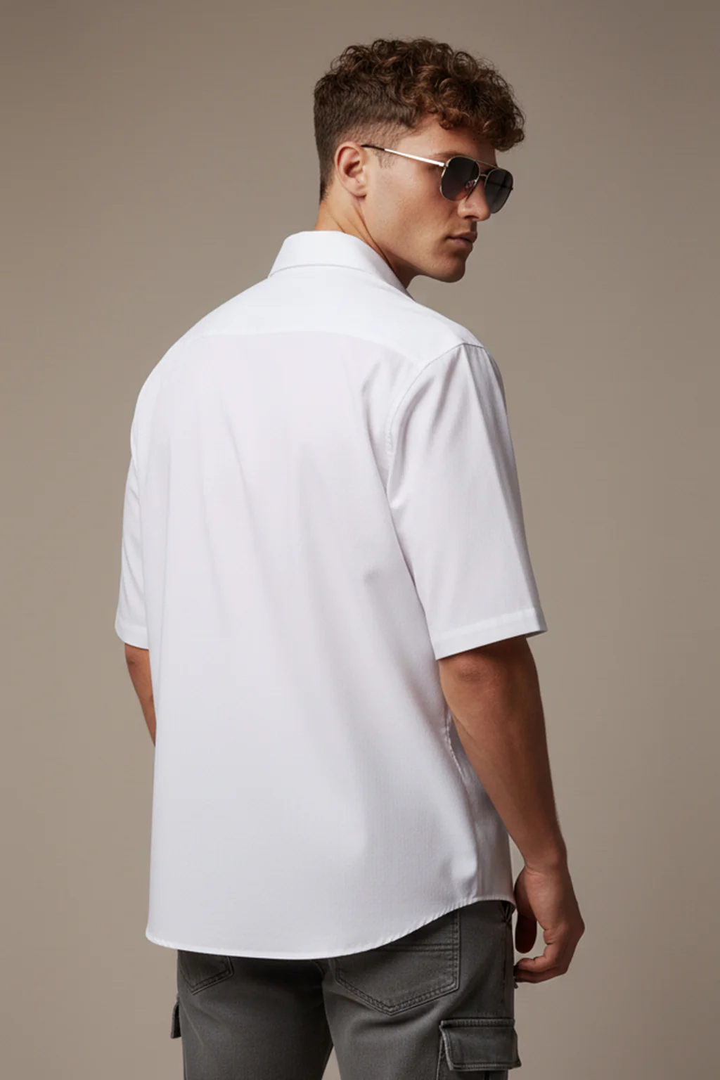 White Plain Regular Fit Half Sleeve Single Pocket Exclusive Shirt - Image 3
