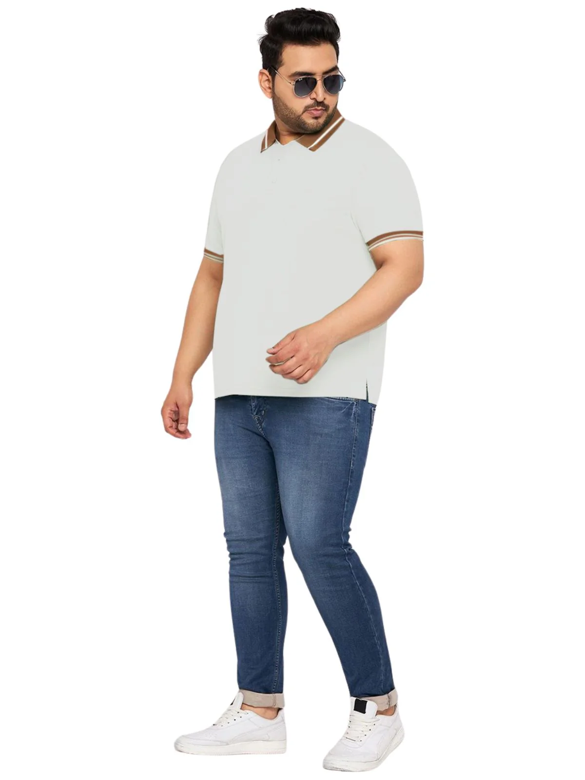 White Plus Size Polo T-shirt - Image 4