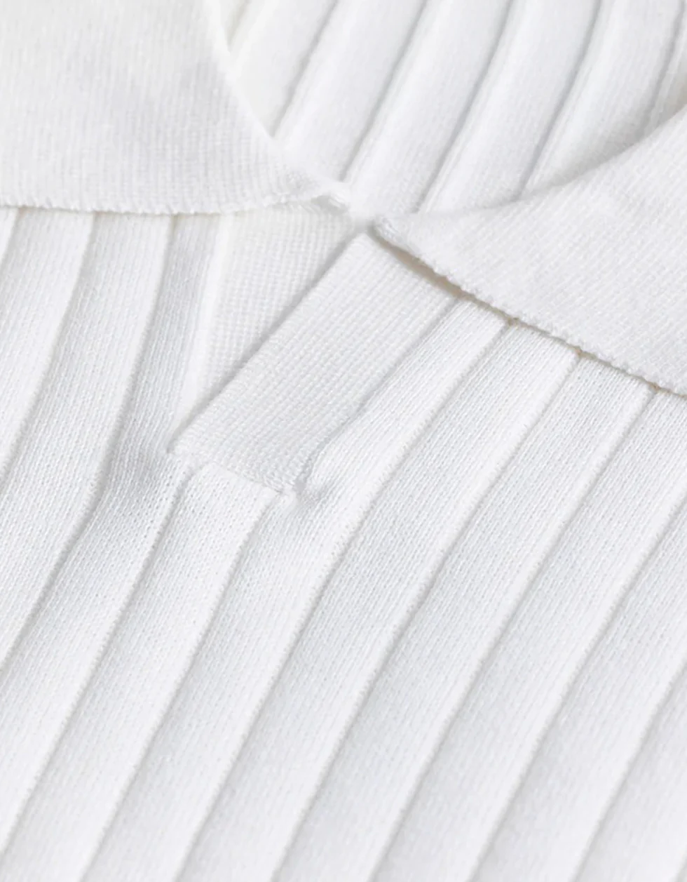 White Ribbed Flatknit Textured Regular Fit Exclusive Polo T-Shirt - Image 8