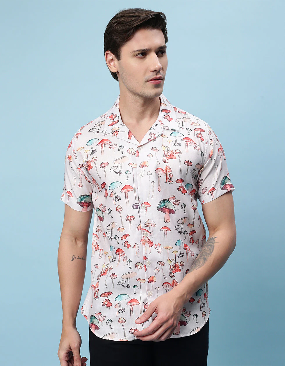 White Tropical Printed Casual Shirt - Image 3