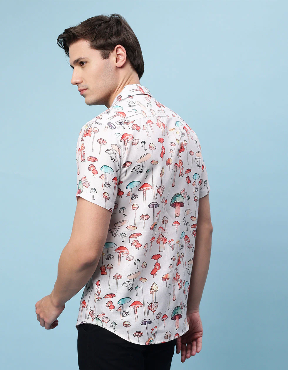 White Tropical Printed Casual Shirt - Image 4