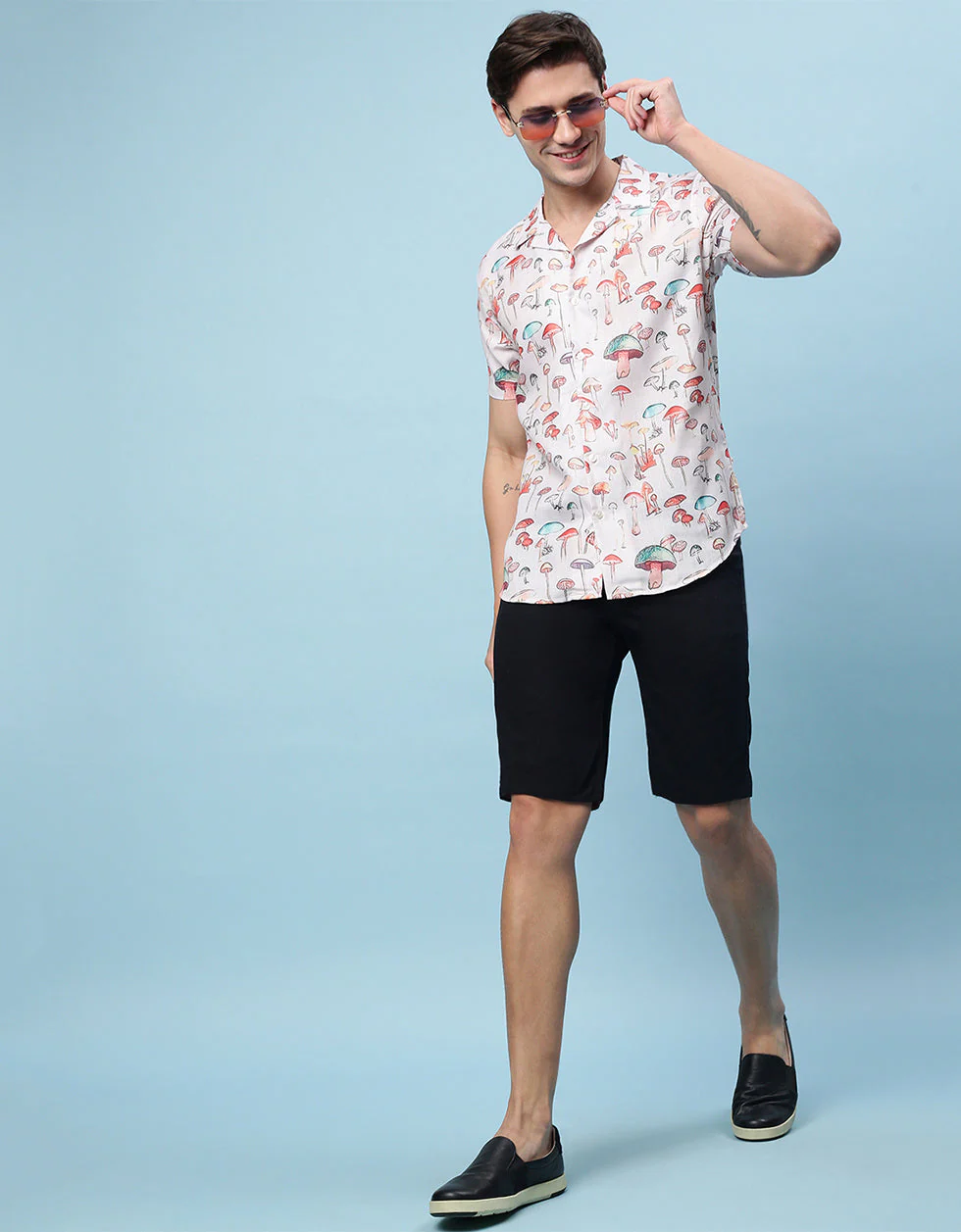 White Tropical Printed Casual Shirt - Image 5