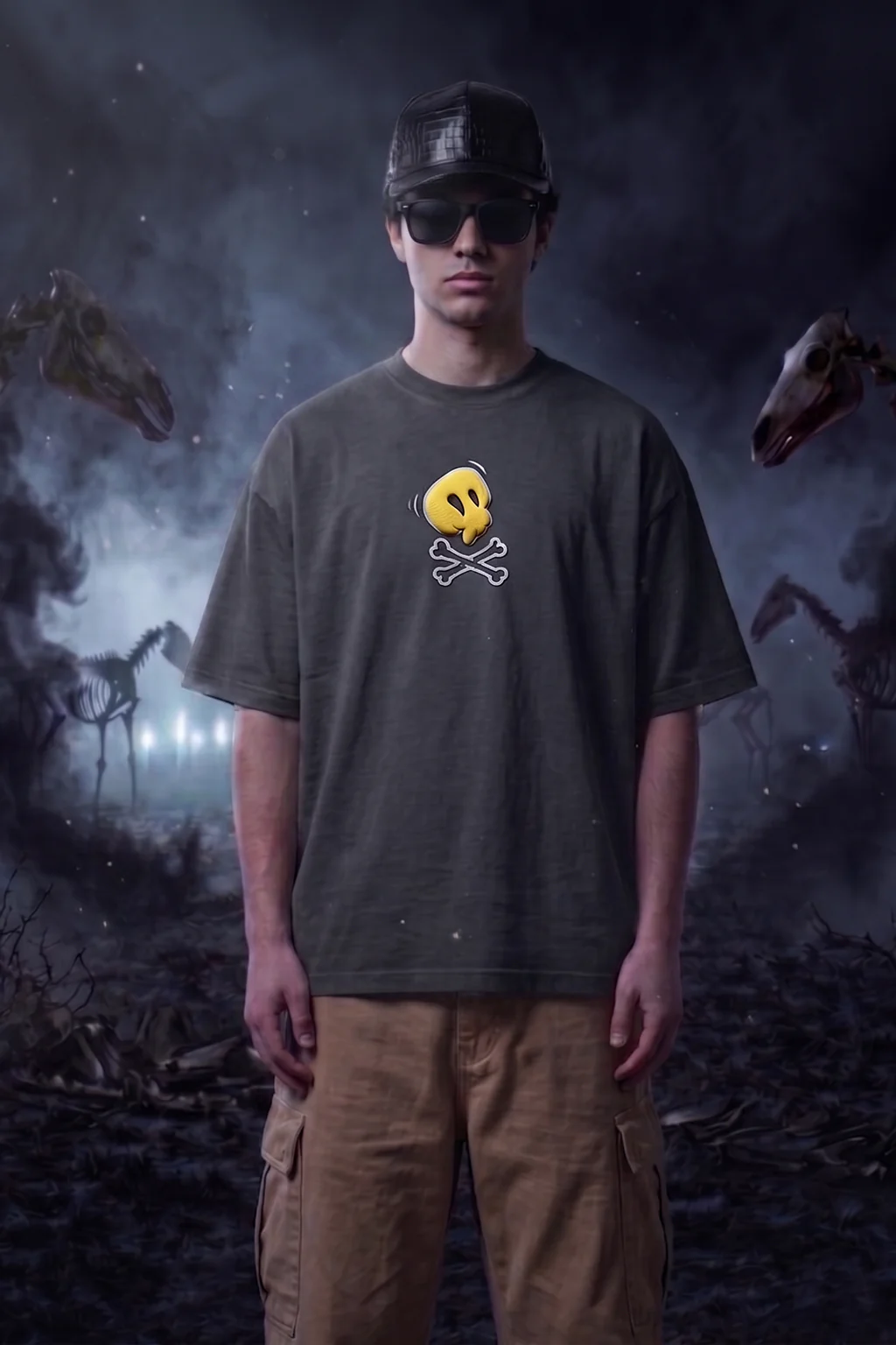 Wild Thing Dark Grey Oversized Puff Printed Exclusive T-shirt - Image 4