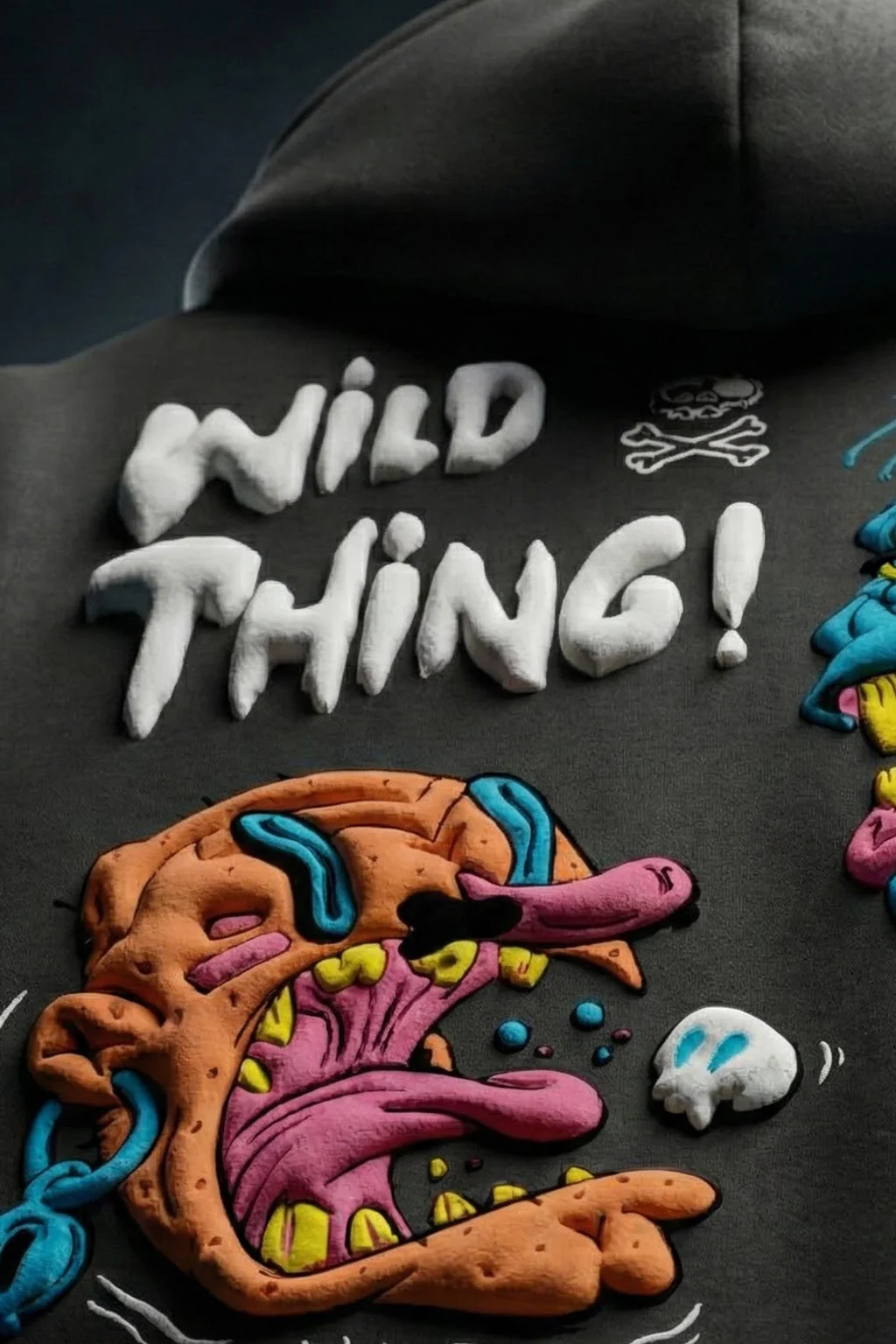 Wild Thing Grey Oversized Puff Printed Exclusive Hoodie - Image 3