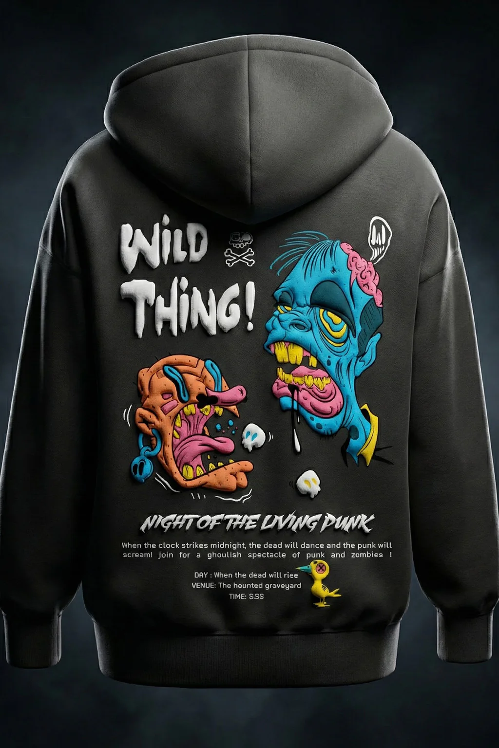 Wild Thing Grey Oversized Puff Printed Exclusive Hoodie - Image 5