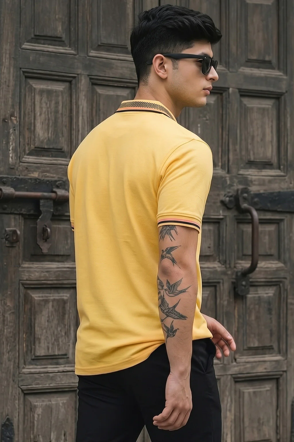 Yellow Bedge Regular Fit Exclusive Pique Lycra Polo T-Shirt - Image 4