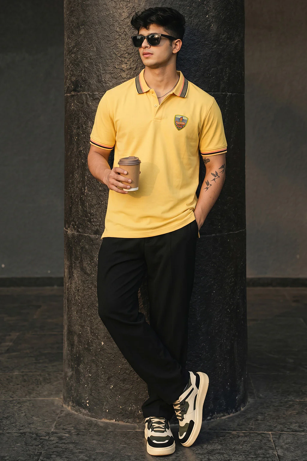 Yellow Bedge Regular Fit Exclusive Pique Lycra Polo T-Shirt - Image 5