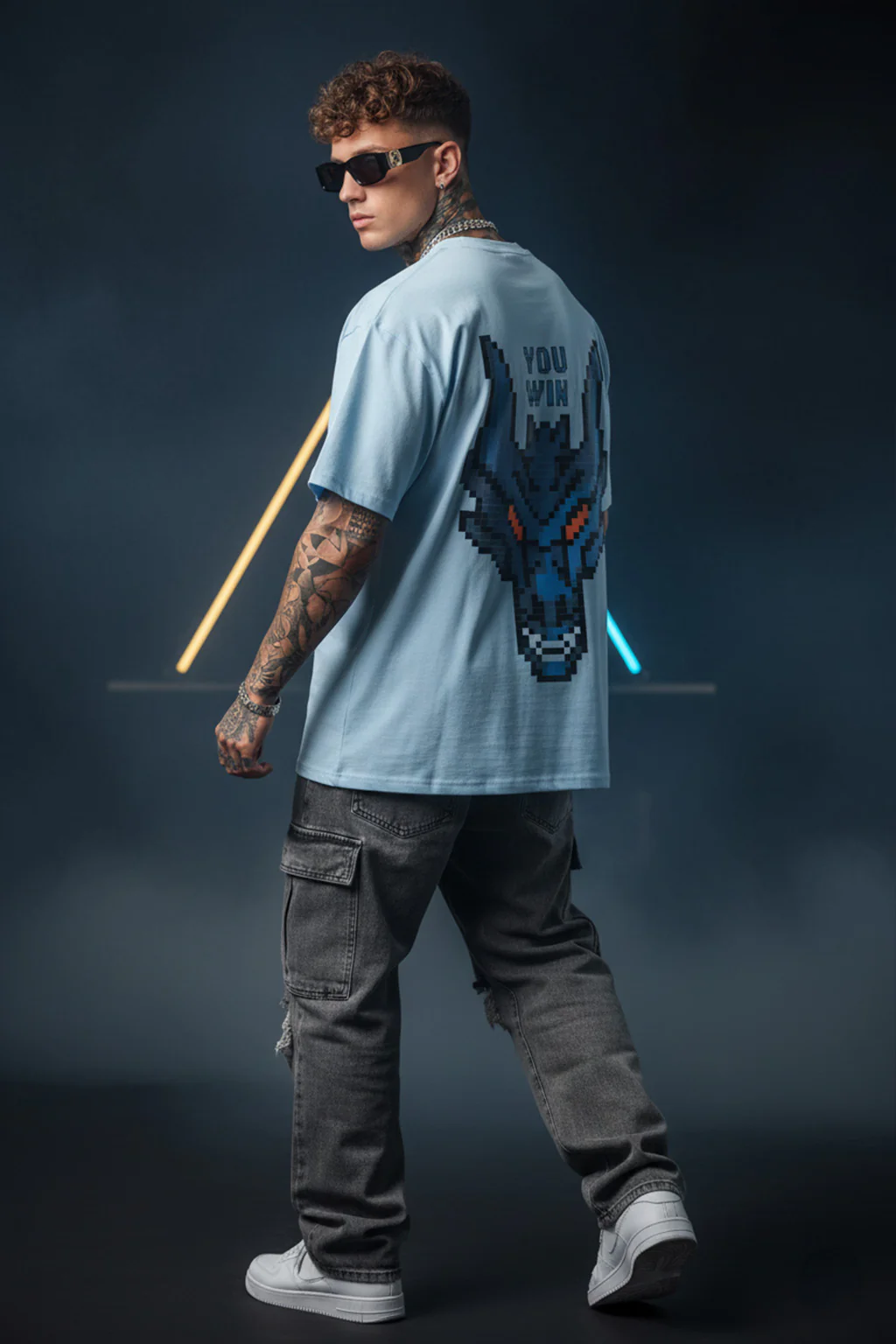 YOU WIN Dutch Canal Oversized Back Graphic Printed T-shirt - Image 3