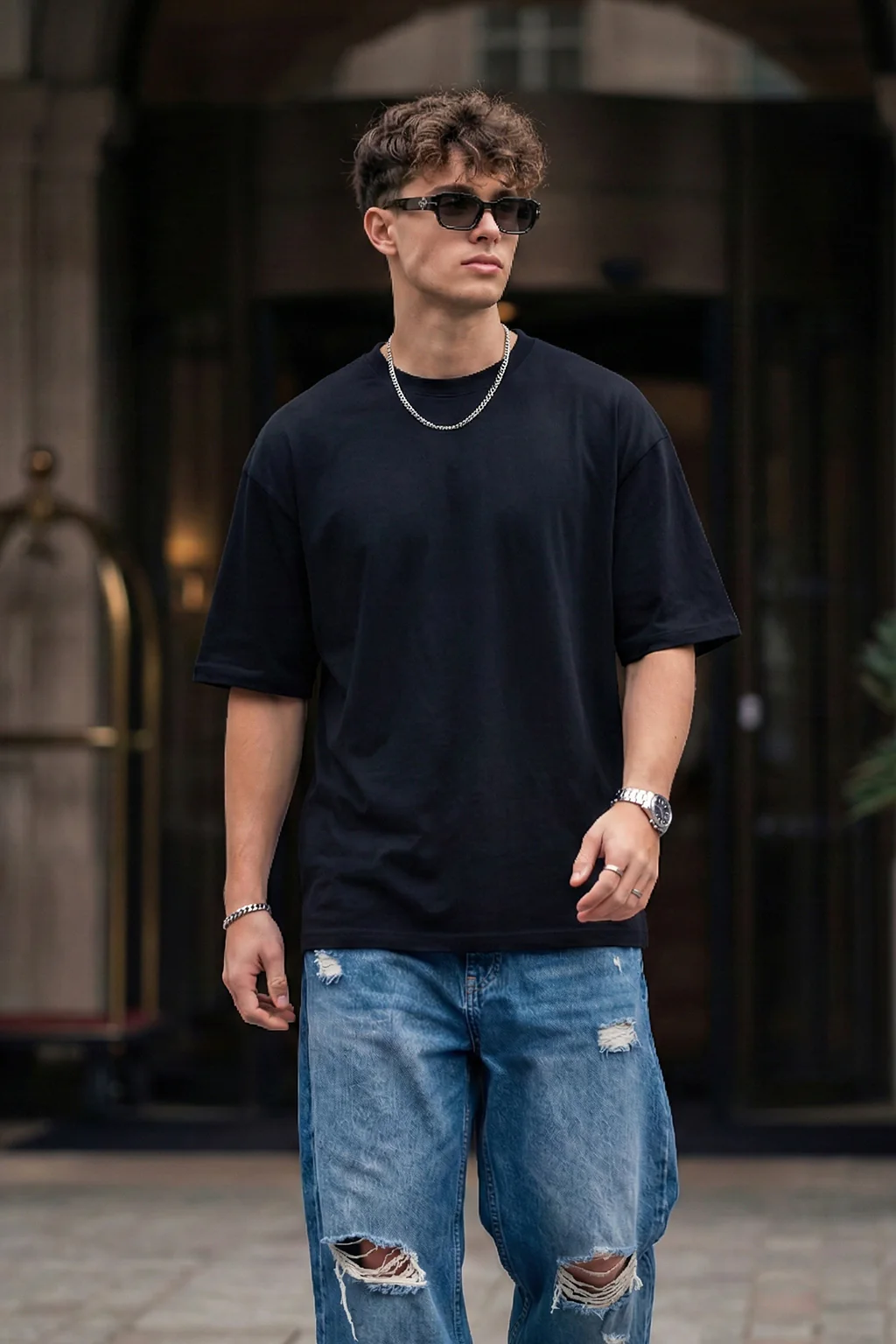 YOUNG BLOOD Printed Black Oversized Back Graphic Printed T-shirt - Image 3