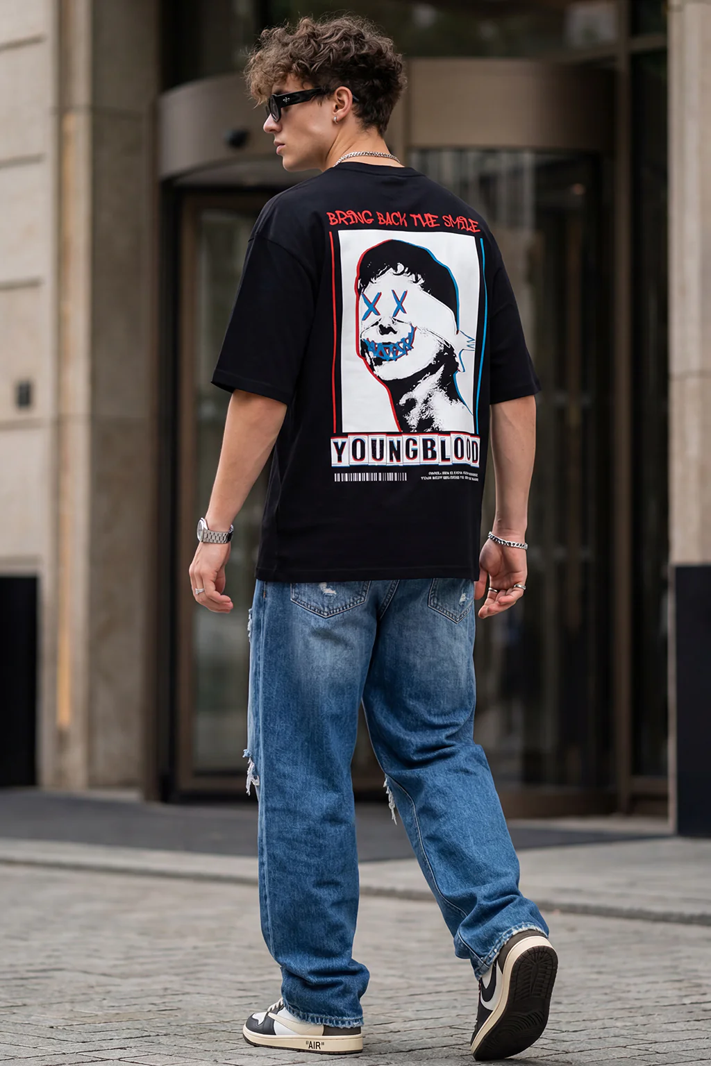 YOUNG BLOOD Printed Black Oversized Back Graphic Printed T-shirt - Image 4
