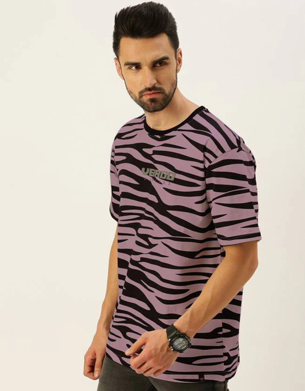 Zebra Lilac Oversized All Over Animal Print T-shirt - Image 3