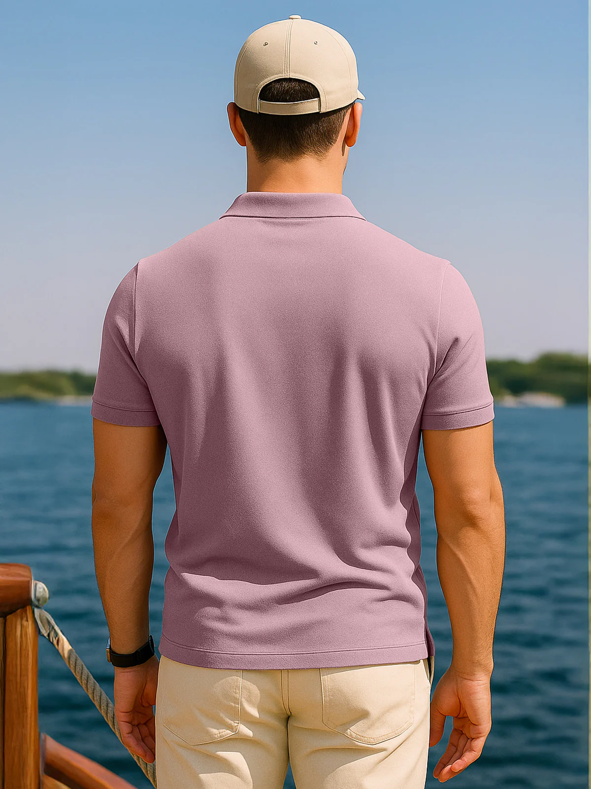 Zephyr Pique Plain Regular Fit Zipper Polo T-shirt - Image 3